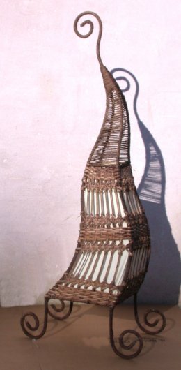 LAMPADA KRIS THAI IN COTONE E RATTAN CM 100 - Image 2