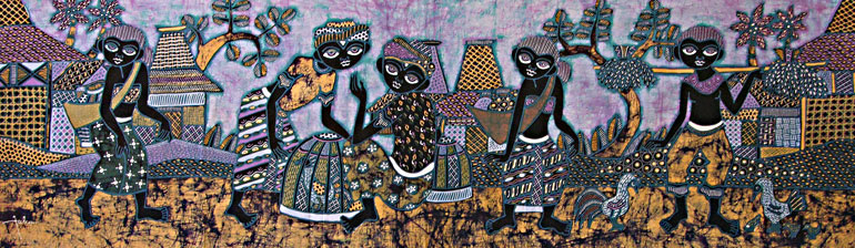 BATIK NEL VILLAGGIO AUTORE JAKA CM 45X150 ORIZZONTALE - Image 2