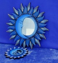 SPECCHIO SOLE LUNA DOPPI RAGGI DIPINTO CM 20
