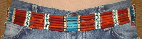 CINTURA CON PERLE IN OSSO 6 FILI BIANCA E TURCHESE - Image 3