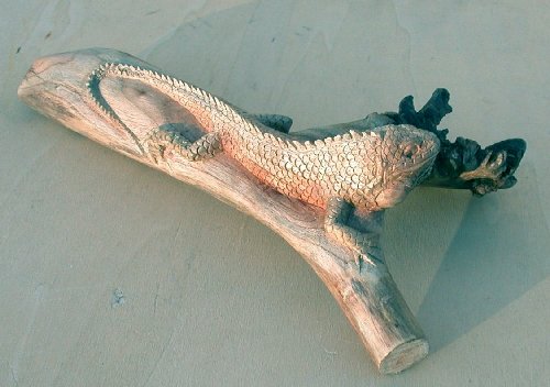 IGUANA DISTESA SU LEGNO PARASSITATO CM 35