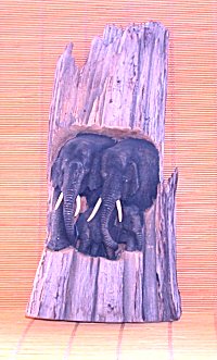 PANNELLO 3 ELEFANTI SU TRONCO CM 40X20