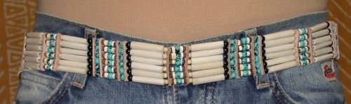 CINTURA CON PERLE IN OSSO 6 FILI BIANCA E TURCHESE - Image 2