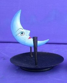 PORTAINCENSI FERRO BATTUTO TONDO LUNA BLU