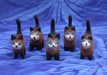 GATTI IN LEGNO BLALU BROWN OCCHI AZZURRI SMALL