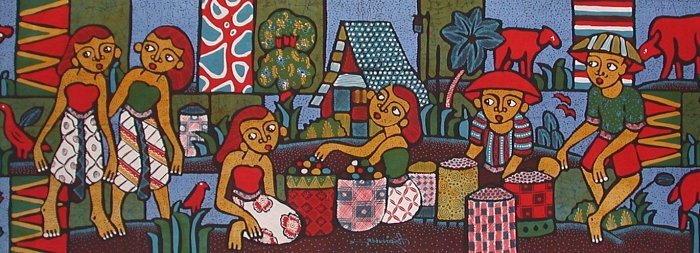 BATIK NEL VILLAGGIO AUTORE ASDINUOR CM 45X150 ORIZZONTALE - Image 2