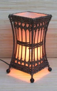LAMPADA CLESSIDRA THAI COTONE E RATTAN SCURA CM 30