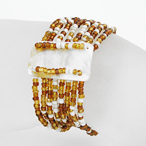 BRACCIALI PERLINE 8 FILI RETTANGOLO MADREPERLA - Image 6