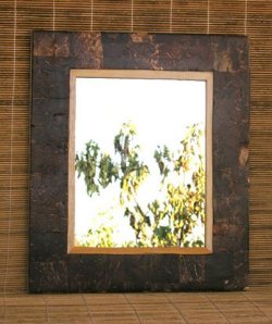 SPECCHIO MOSAICO IN COCCO CHIARO CM 35X40