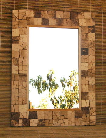 SPECCHIO MOSAICO IN COCCO SCURO CM 55X40 - Image 2