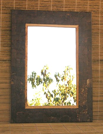 SPECCHIO MOSAICO IN COCCO SCURO CM 55X40 - Image 3