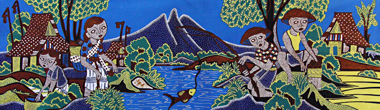 BATIK NEL VILLAGGIO AUTORE ASDINUOR CM 45X150 ORIZZONTALI - Image 2