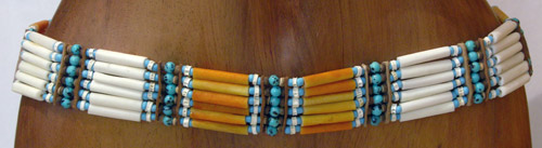 CINTURA CON PERLE IN OSSO 6 FILI BIANCA E TURCHESE - Image 6