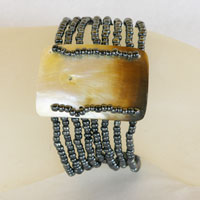 BRACCIALI PERLINE 8 FILI RETTANGOLO MADREPERLA