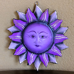 PENDENTE IN LEGNO SOLE DOPPIA FACCIA VIOLA