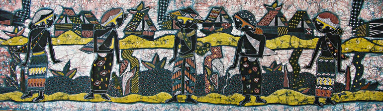 BATIK NEL VILLAGGIO AUTORE JUKI CM 45X150 ORIZZONTALE - Image 2