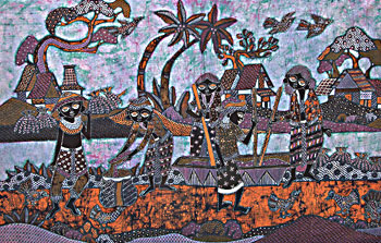 BATIK NEL VILLAGGIO AUTORE JAKA CM 90X150 ORIZZONTALE