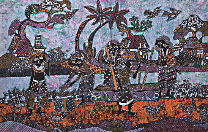 BATIK NEL VILLAGGIO AUTORE JAKA CM 90X150 ORIZZONTALE - Image 2