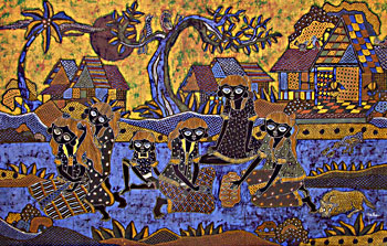 BATIK NEL VILLAGGIO AUTORE JAKA CM 90X150 ORIZZONTALE