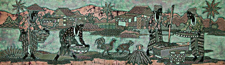 BATIK NEL VILLAGGIO AUTORE JAKA CM 45X150 ORIZZONTALE - Image 2