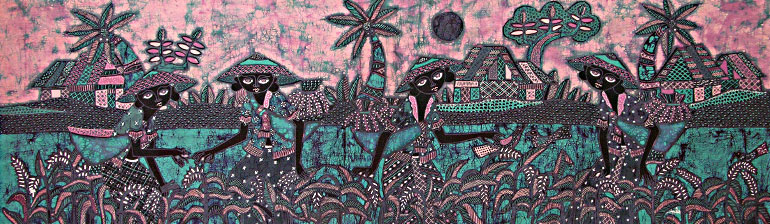 BATIK NEL VILLAGGIO AUTORE JAKA CM 45X150 ORIZZONTALE - Image 2