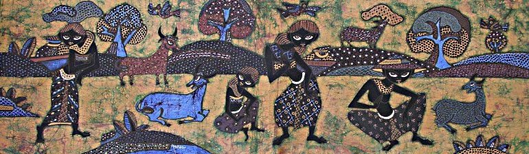 BATIK NEL VILLAGGIO AUTORE JAKA CM 45X150 ORIZZONTALE - Image 2