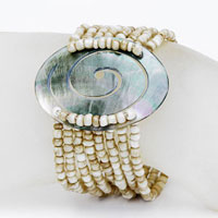 BRACCIALI PERLINE 8 FILI MADREPERLA SPIRALE OVALE BIG