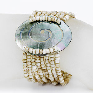 BRACCIALI PERLINE 8 FILI MADREPERLA SPIRALE OVALE BIG - Image 4