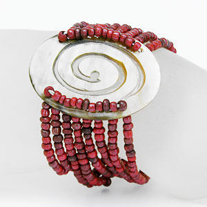 BRACCIALI PERLINE 8 FILI MADREPERLA SPIRALE OVALE BIG - Image 5