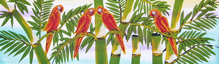 BATIK PAPPAGALLI AUTORE ACHOLJK/SUHAR CM 45X150 ORIZZONTALE - Image 2