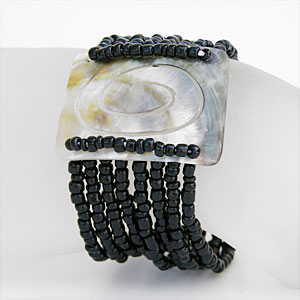 BRACCIALI PERLINE 8 FILI MADREPERLA RETTANGOLO SPIRALE - Image 7