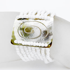 BRACCIALI PERLINE 8 FILI MADREPERLA RETTANGOLO SPIRALE - Image 8