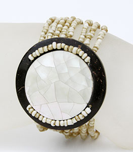 BRACCIALI PERLINE 8 FILI COCCO MADREPERLA TONDO - Image 6