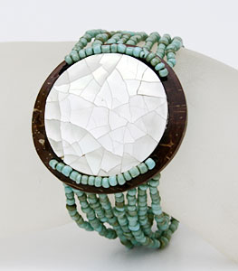 BRACCIALI PERLINE 8 FILI COCCO MADREPERLA TONDO - Image 8