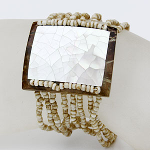 BRACCIALI PERLINE 8 FILI COCCO MADREPERLA RETTANGOLO - Image 5