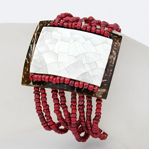 BRACCIALI PERLINE 8 FILI COCCO MADREPERLA RETTANGOLO - Image 6