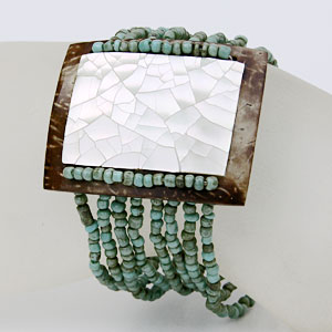 BRACCIALI PERLINE 8 FILI COCCO MADREPERLA RETTANGOLO - Image 7