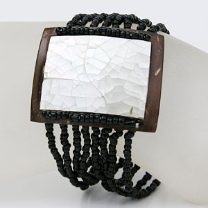 BRACCIALI PERLINE 8 FILI COCCO MADREPERLA RETTANGOLO - Image 8