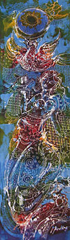 BATIK FIGURE TRADIZIONALI AUTORE H.AGUNG CM 45X150 VERTICALE