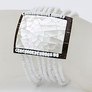 BRACCIALI PERLINE 8 FILI COCCO MADREPERLA RETTANGOLO - Image 9