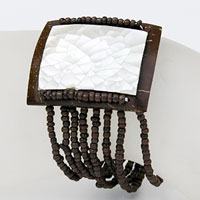 BRACCIALI PERLINE 8 FILI COCCO MADREPERLA RETTANGOLO