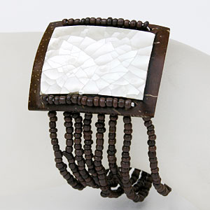 BRACCIALI PERLINE 8 FILI COCCO MADREPERLA RETTANGOLO - Image 10