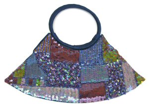 BORSA BOAT IN COTONE E PAILLETTES CM 40X20