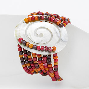 BRACCIALI PERLINE 8 FILI MADREPERLA SPIRALE OVALE BIG - Image 11