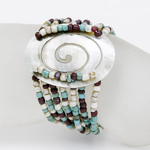 BRACCIALI PERLINE 8 FILI MADREPERLA SPIRALE OVALE BIG - Image 12