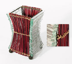 LAMPADA CLESSIDRA IN BAMBOO E VETRO CM 20