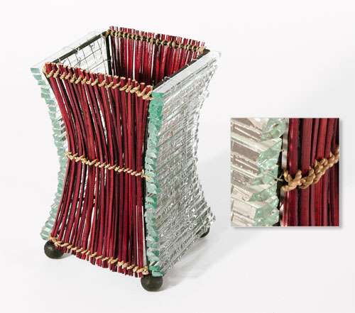 LAMPADA CLESSIDRA IN BAMBOO E VETRO CM 20 - Image 2