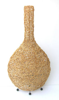 LAMPADA BOTTIGLIA IN RATTAN CHIARO CM 100