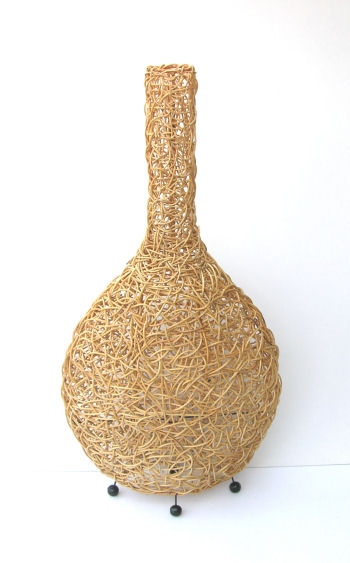 LAMPADA BOTTIGLIA IN RATTAN CHIARO CM 100 - Image 3