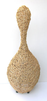 LAMPADA BOTTIGLIA CHIUSA IN RATTAN CHIARO CM 100